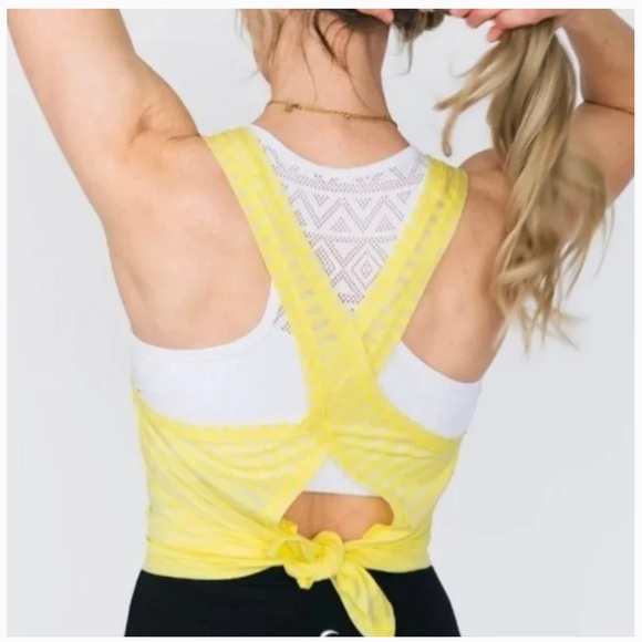 Zyia Active Yellow Lemon Nimbus Split Back Workout Tank Top Racerback Shirt New - Picture 9 of 15